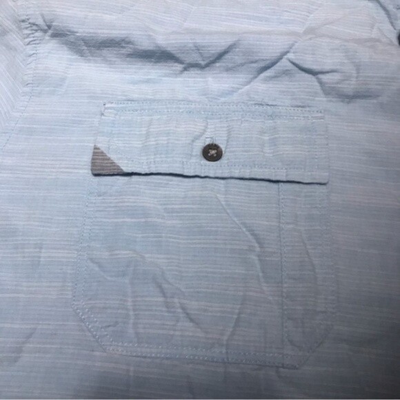 PD&C Men’s Short Sleeve Button Up Two Pocket Cotton Shirt Blue Size Large - Picture 3 of 5